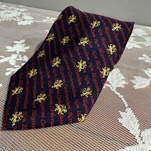 Alynn Neckwear Mens Tie Non Illegitimi Carborundum Lion Navy Blue Silk Novelty